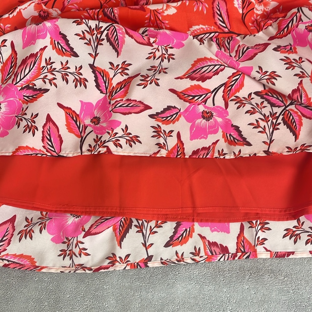 Eliza J Dress Orange & Pink Halter Size 6 Floral Flirty Garden Party Lined - Picture 6 of 11